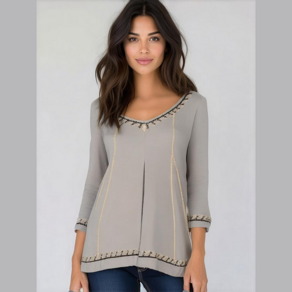 Meena Mahal Embroidered Swing Tunic Top NWT